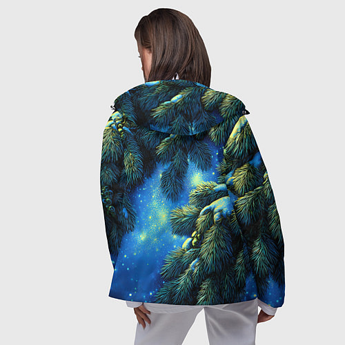 Женская ветровка Новогодние ветки елки / 3D-Белый – фото 4