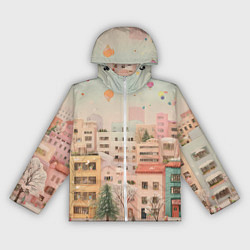 Женская ветровка Объемный новогодний город