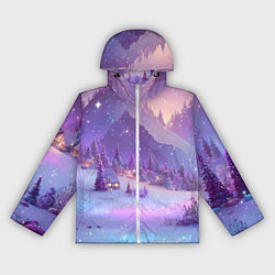 Ветровка с капюшоном женская Новогодняя магическая атмосфера, цвет: 3D-белый