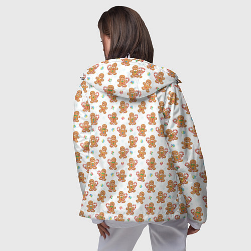 Женская ветровка Имбирные человечки и карамельные трости / 3D-Белый – фото 4