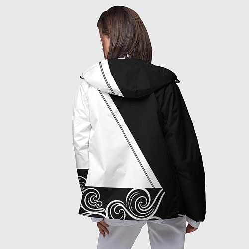 Женская ветровка Ювентус геометрия полосы текстура / 3D-Белый – фото 4