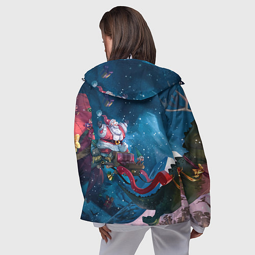 Женская ветровка Санта с динозавром / 3D-Белый – фото 4