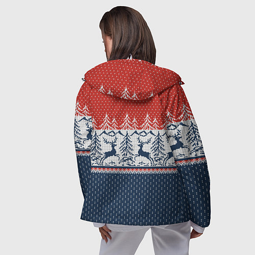 Женская ветровка Вязаный узор с оленями / 3D-Белый – фото 4