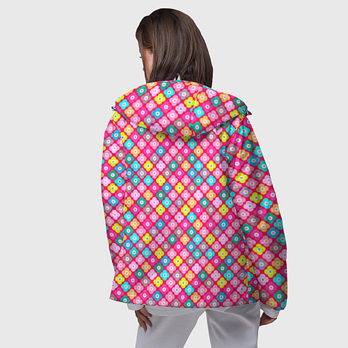 Женская ветровка Разноцветный цветочный узор ретро / 3D-Белый – фото 4