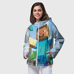 Ветровка с капюшоном женская Minecraft World, цвет: 3D-белый — фото 2
