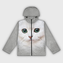 Ветровка с капюшоном женская Белый котик, цвет: 3D-черный