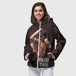 Ветровка с капюшоном женская Муай тай боец, цвет: 3D-белый — фото 2
