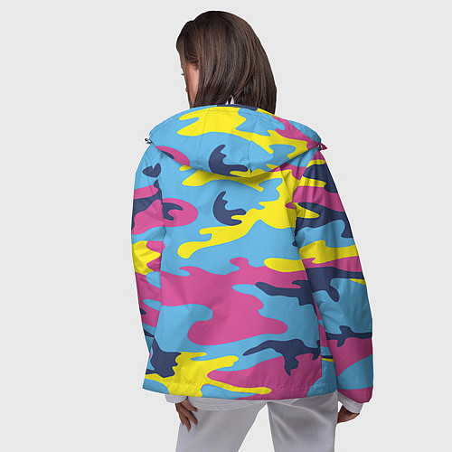 Женская ветровка Камуфляж: голубой/розовый/желтый / 3D-Белый – фото 4