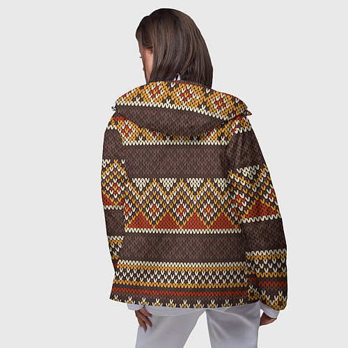 Женская ветровка Зимний узор с галстуком / 3D-Белый – фото 4