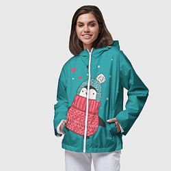 Ветровка с капюшоном женская Пингвинчик, цвет: 3D-белый — фото 2