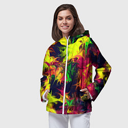 Ветровка с капюшоном женская Кислотный взрыв, цвет: 3D-белый — фото 2