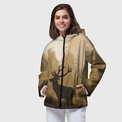 Ветровка с капюшоном женская Олень на охоте, цвет: 3D-черный — фото 2