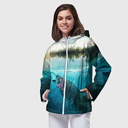 Ветровка с капюшоном женская Рыбалка на спиннинг, цвет: 3D-белый — фото 2